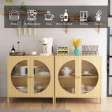 QCAI Sideboard Cabinet,Buffet Cabinet with Storage, Accent Storage Cabinet with Glass Doors, Cupboard Console Table for Living Room, Hallway, Dining Room, Entryway, 31.5X 15.7X 31.5 Inches